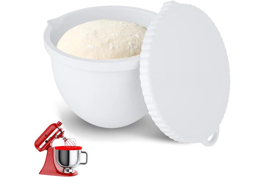 Silicone Mixing Bowl with Lid Set for 5 Qt KitchenAid Mixers -White