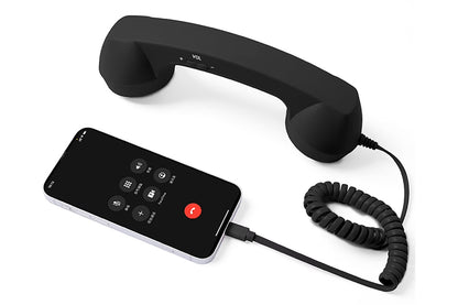 Retro Wired Handheld Telephone Handset with Microphone for Smartphones PC-Black
