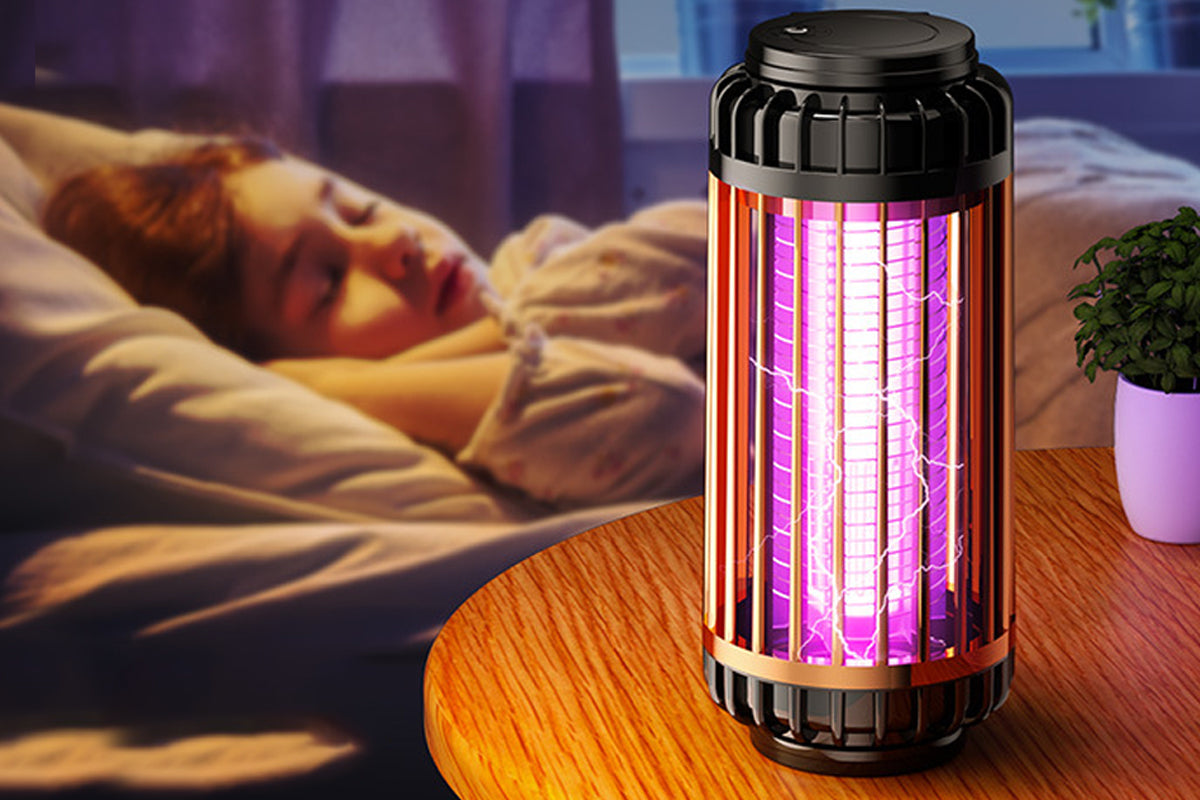 Electric Mosquito Killer Lamp Portable  USB Rechargeable Mosquito Zapper Fly Trap LED Night Light-Gold