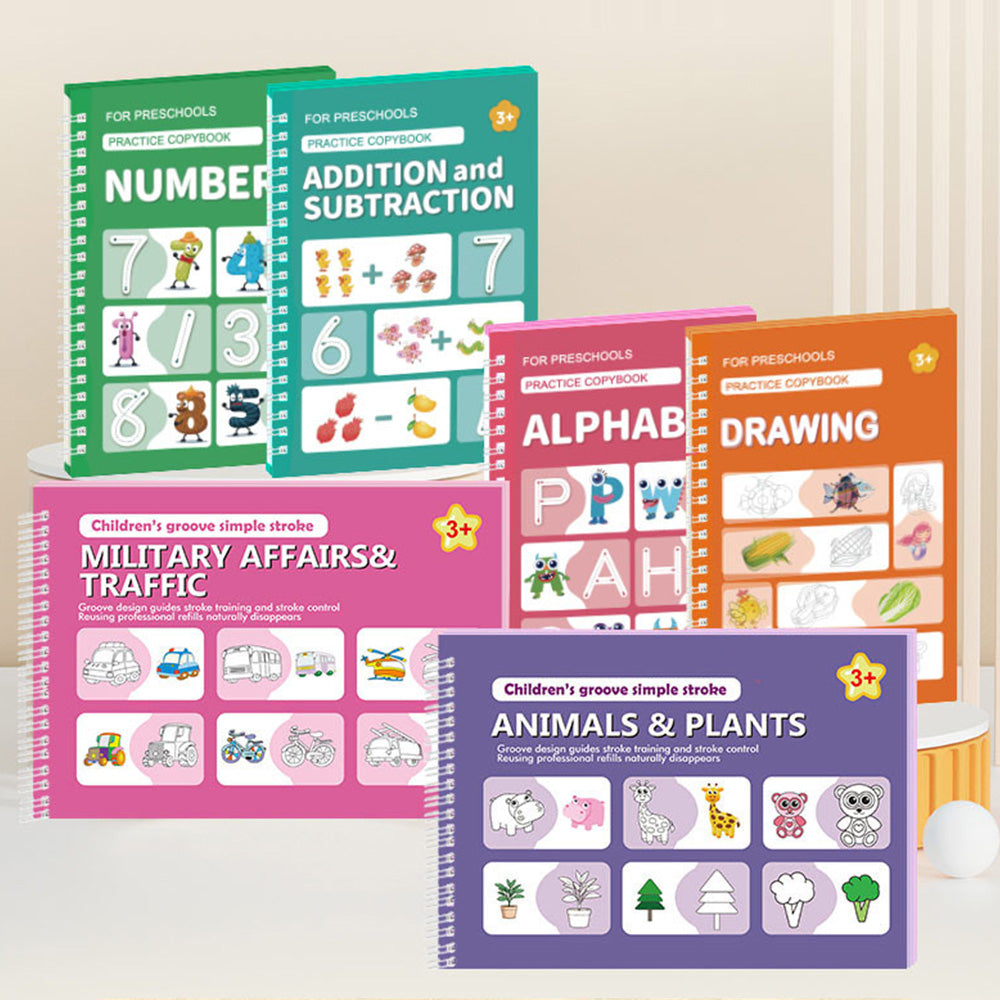 Magic Handwriting Practice Copybooks with Pens Reusable Grooved Books