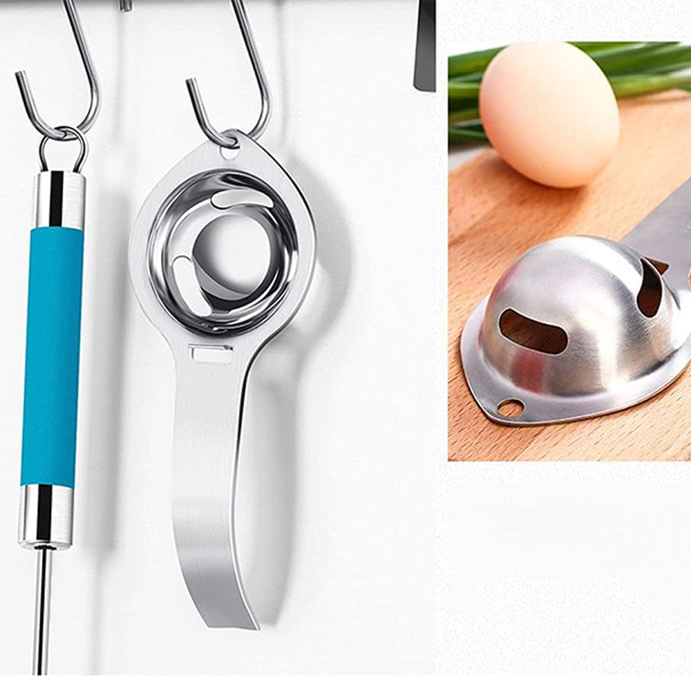 304 Stainless Steel Egg Yolk Separator 3 Hole Coil Egg Separator with Side Hooks