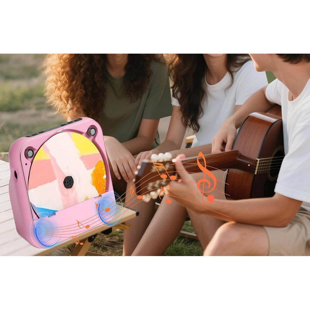 External Portable CD Player for Car with USB and AUX Port USB CD Player-Pink