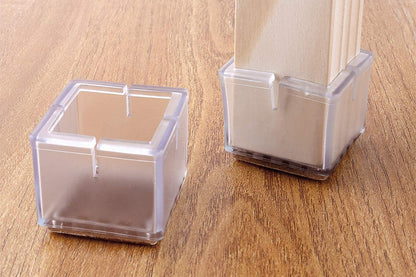 32Pcs Chair Leg Floor Protectors Silicone Soft Square Round Covers Felt Bottom Silicone Pads with Glide Pads-Square