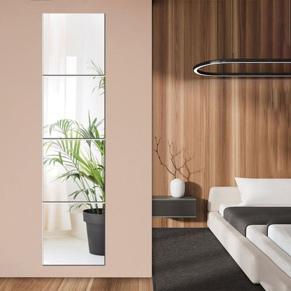 4Pcs DIY Stick On Acrylic Mirrors Self Adhesive Mirror Stickers for Wall Wardrobe Doors