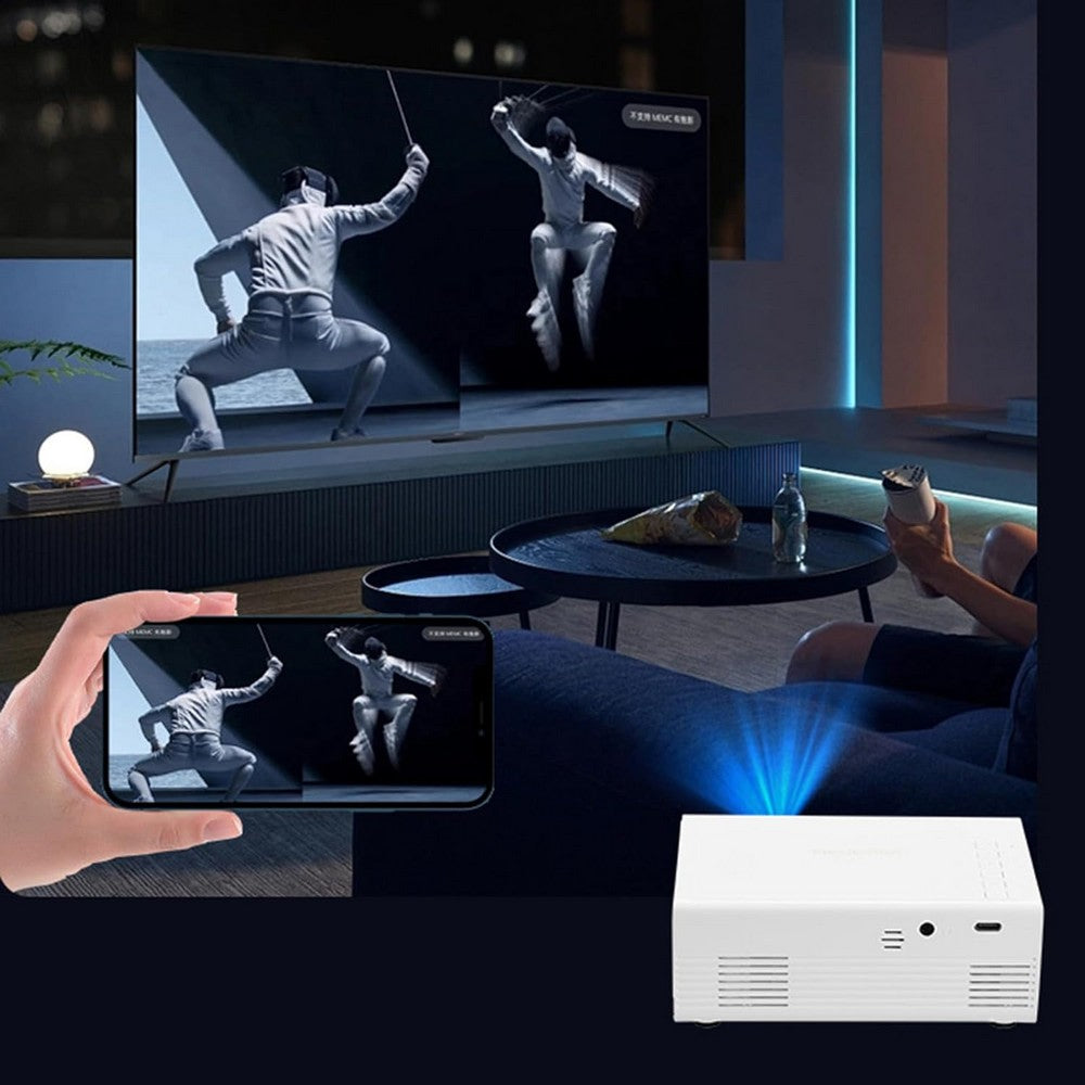 1080P Mini Projector Full HD Portable Video Projector Home Theater Movie-White