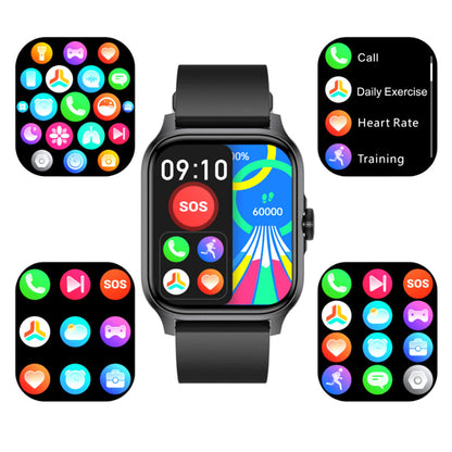 Bluetooth Smart Watch 1.85in HD Fitness Watch with 100+ Sports Modes Heart Rate Sleep Monitor for iOS Android Black