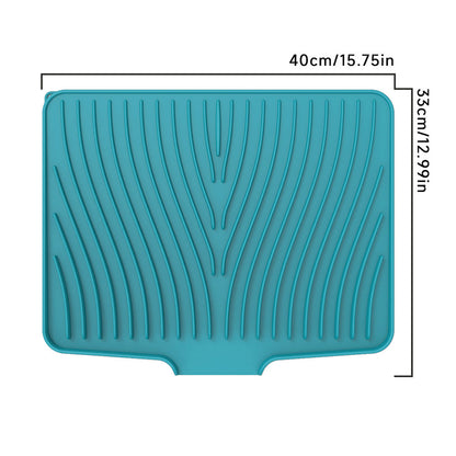 Silicone Dish Drying Mat for Kitchen Counter Non-Slip Drain Pad Green