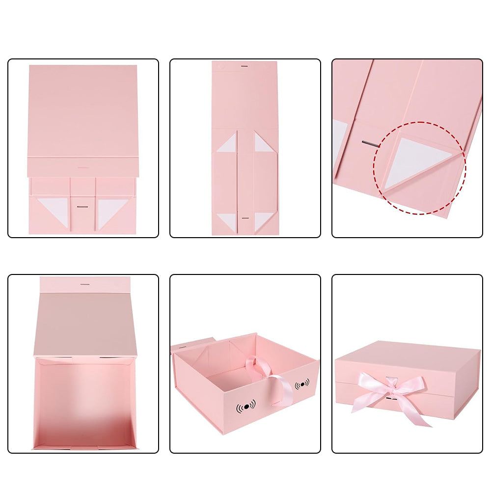 Pink Easy Attached Gift Boxes Set of 3 Gift Boxes with Satin Ribbon