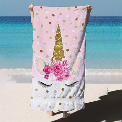 Unicorn Print Beach Towel Soft Microfiber Camping Swimming Towels Style 3