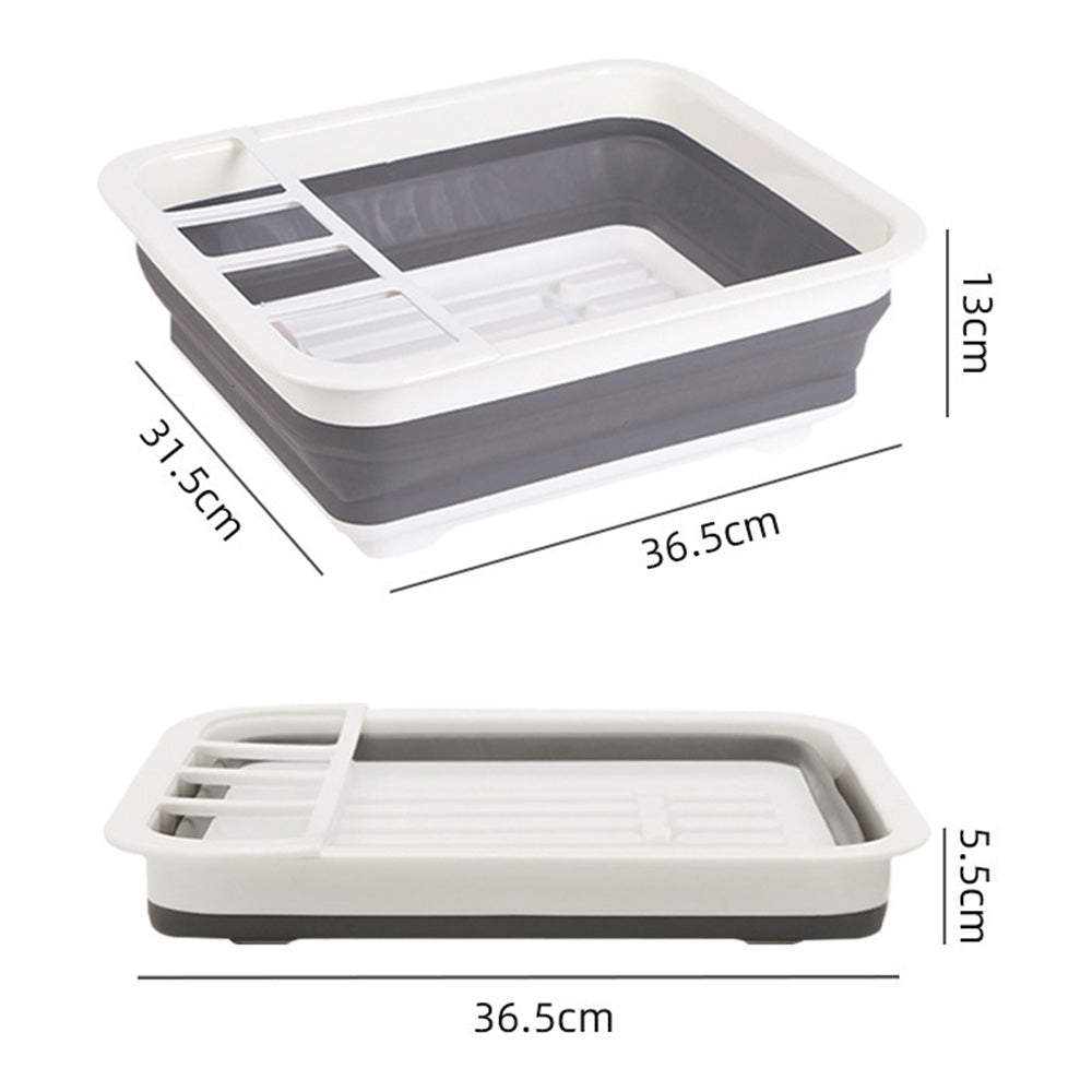 Foldable Dish Drying Rack with Utensil Holder Collapsible Kitchen Sink Organizer