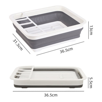 Foldable Dish Drying Rack with Utensil Holder Collapsible Kitchen Sink Organizer