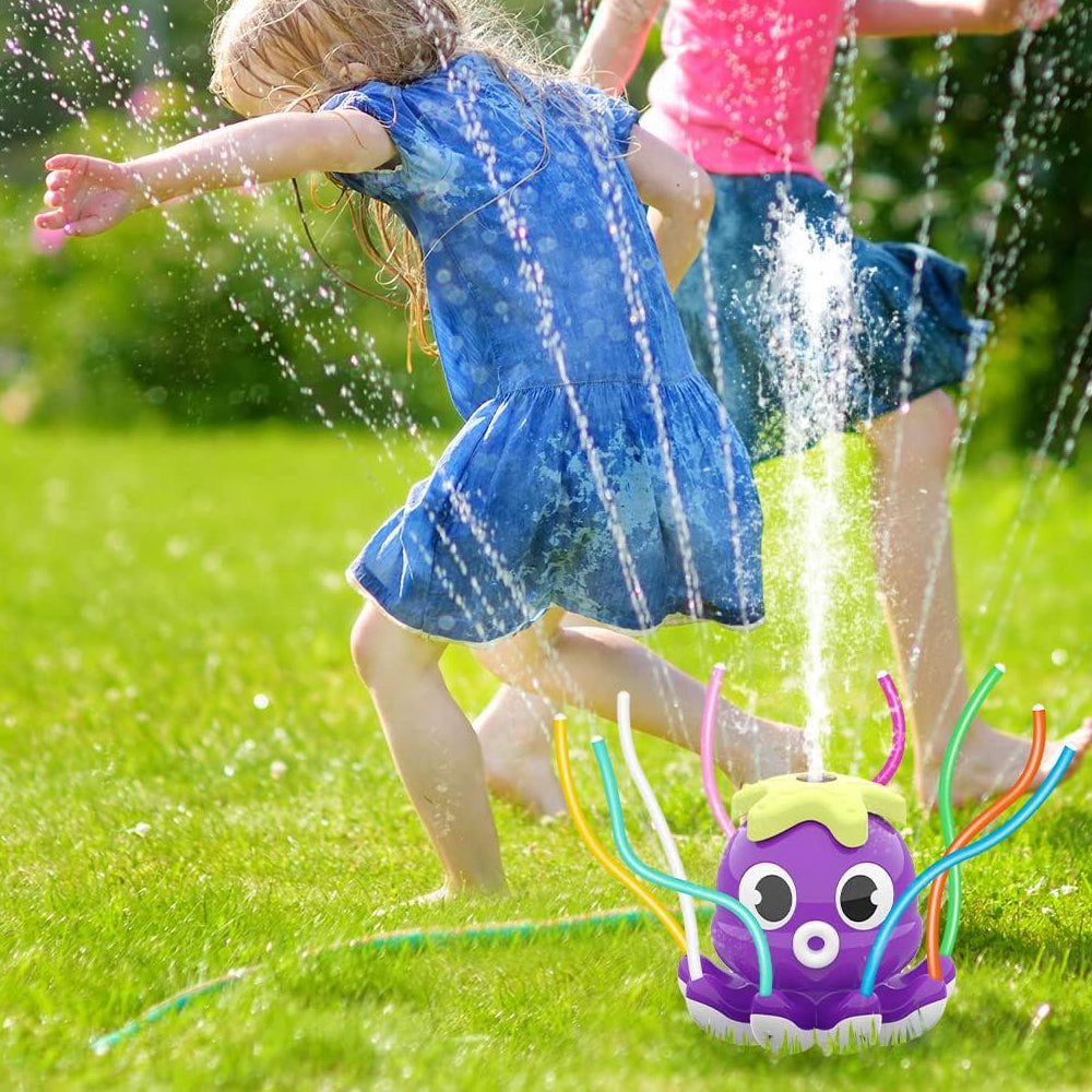 Outdoor Water Spray Sprinkler Funny Octopus Sprinkler Toys for Kids and Toddlers Purple