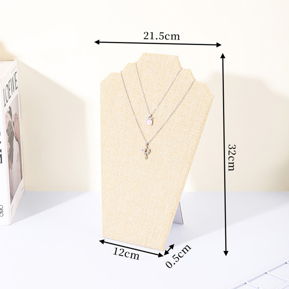 2Pcs Foldable Flannel Necklace Jewelry Bust Display Stands-Linen