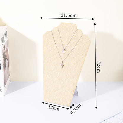 2Pcs Foldable Flannel Necklace Jewelry Bust Display Stands-Linen