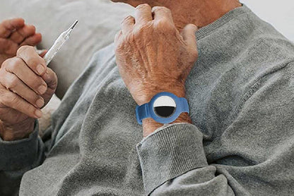 Silicone Watch Band AirTag Bracelet  Kids Silicone Watch Bands Anti-Scratch Films Wristband for Apple AirTag-Blue