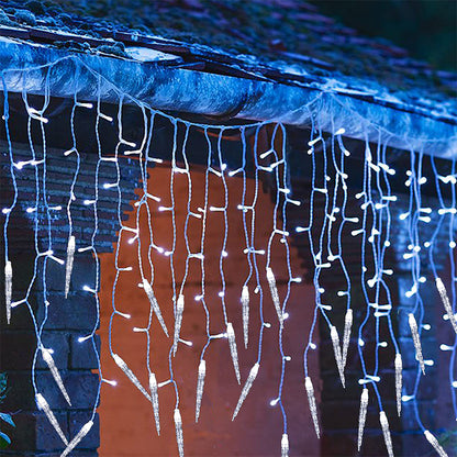 Christmas Icicle Lights Window Curtain Drooping Light String with 8 Modes - White