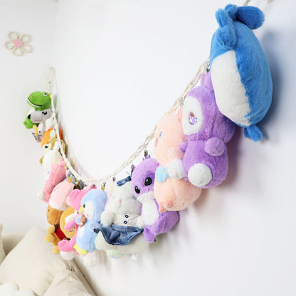 Hanging Storage Chain with 20 Metal Clips for Stuffed Toy Boho Plush Animal Hammock Corner for Room Decor