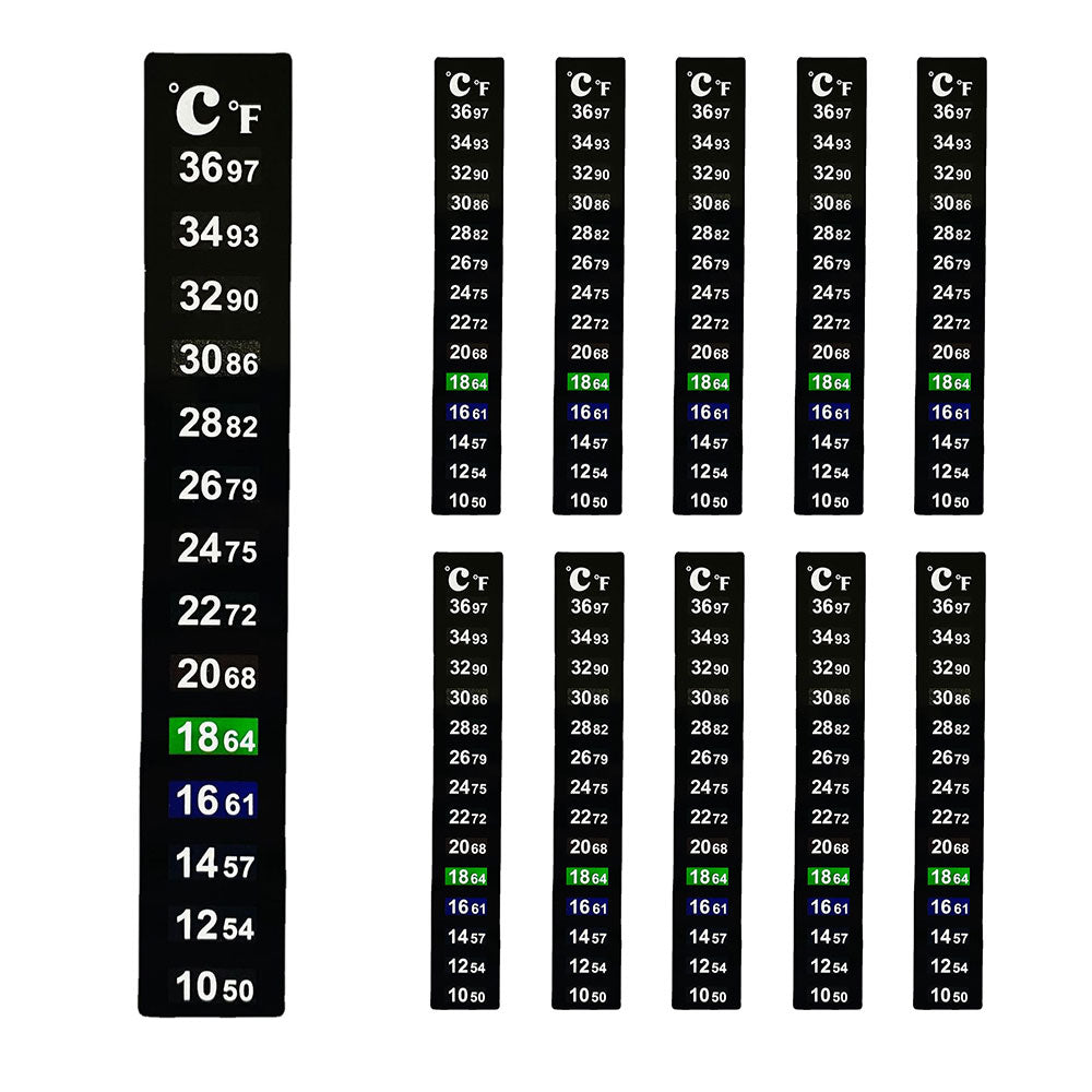 10Pcs Digital Display Aquarium Thermometer Strip Adhesive Fish Tank Temperature Sticker with Dual Scale