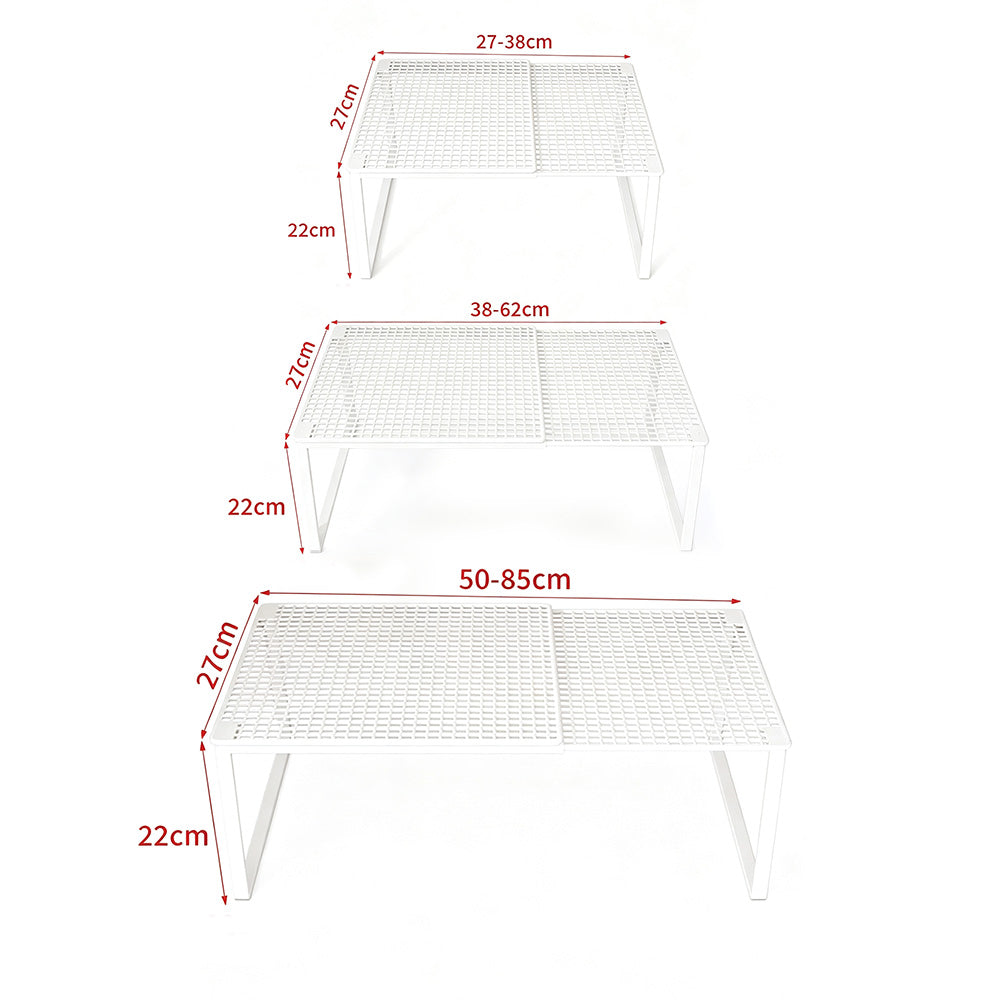 Expandable Carbon Steel Closet Shelf and Adjustable Storage Rack - White