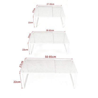Expandable Carbon Steel Closet Shelf and Adjustable Storage Rack - White