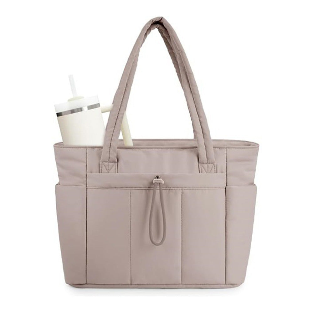 Women¡¯s Handheld Tote Bag ¨C With Cup Holder Compartment and Luggage Sleeve for Travel & Work Camel