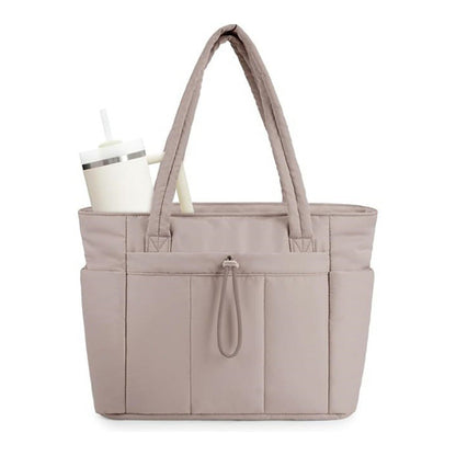 Women¡¯s Handheld Tote Bag ¨C With Cup Holder Compartment and Luggage Sleeve for Travel & Work Camel