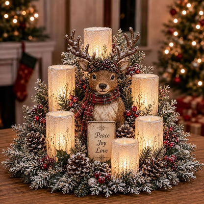 Christmas Decoration Candle Light Resin Christmas Table Centerpieces - Reindeer