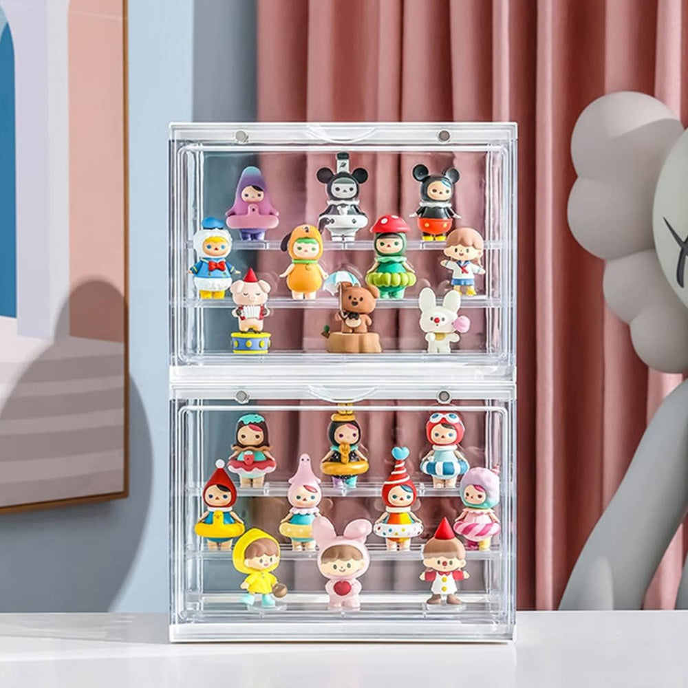 3-Tier Clear Display Case Dustproof Storage Box for Action Figures Collectibles Model Toys White