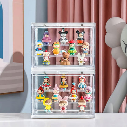 3-Tier Clear Display Case Dustproof Storage Box for Action Figures Collectibles Model Toys White