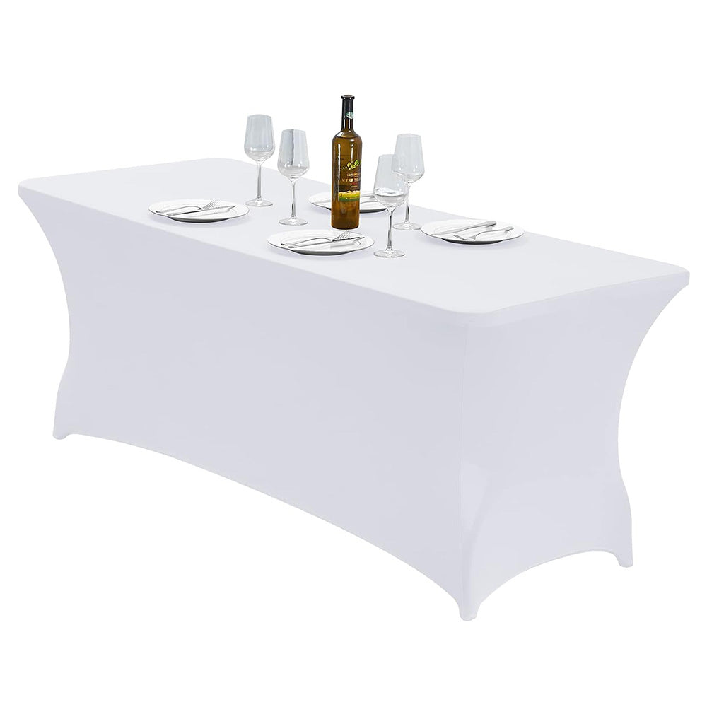Rectangular Spandex Stretch Tablecloth for Wedding Party White