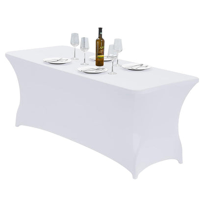 Rectangular Spandex Stretch Tablecloth for Wedding Party White