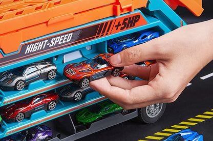 Carrier Truck Transport Car Toys Foldable 3 Layer Car Race Track Toys -Green