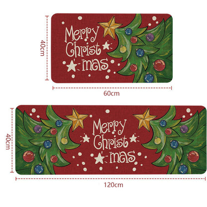 2PCS Christmas Floor Mats Set ¨C Non-Slip Rugs for Kitchen Bathroom Living Room and Doorway Style 3