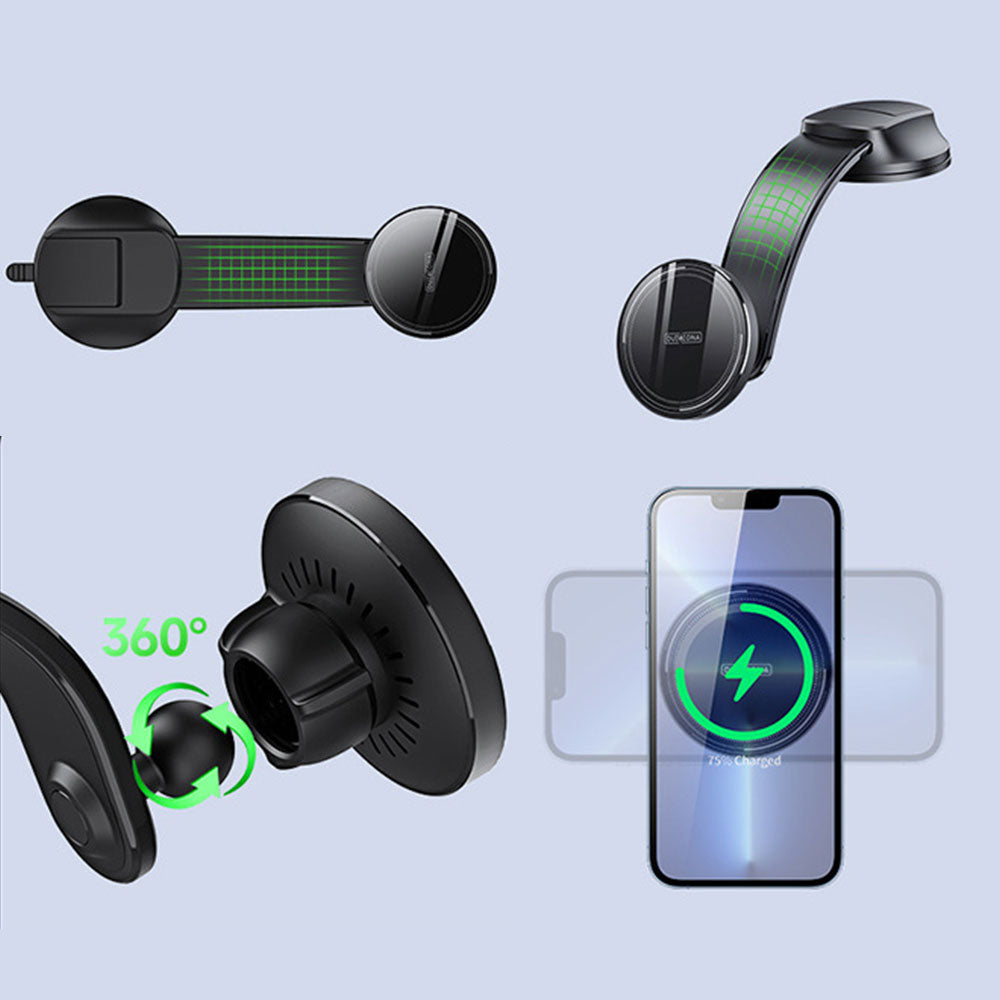 15W Wireless Car Mount Charger Car 360 Degree Rotating Phone Holder for Wireless Charging Phone