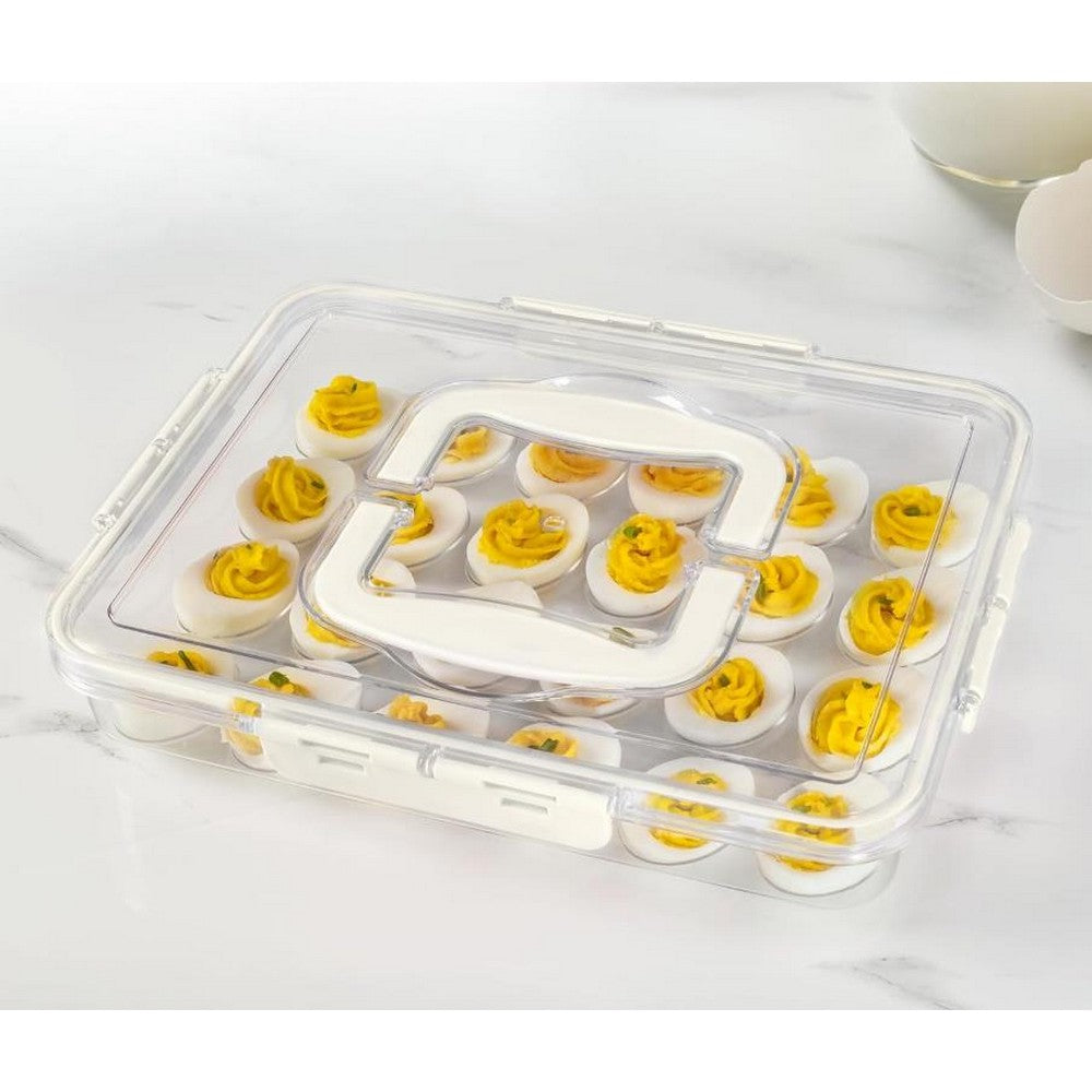 Deviled Egg Containers with Lid and Handle Stackable Egg Tray for Fridge