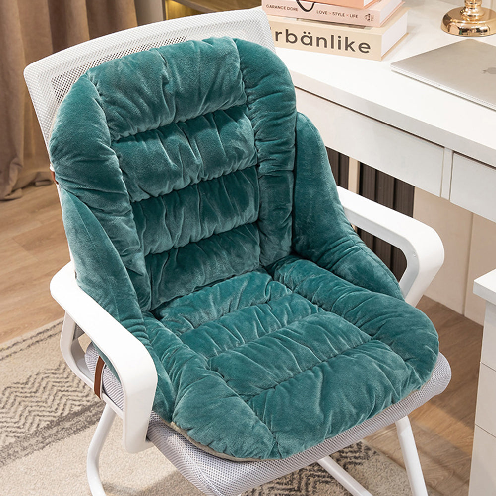 Backrest Seat Cushion with Ties High Back Seat Chair Pad for Office Gaming Chair Dark Green