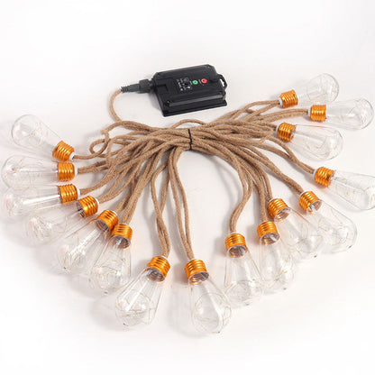 8M Solar String Lights Outdoor Vintage Rope Hemp Patio Bulb Lights for Christmas Garden Fence Balcony Style 1