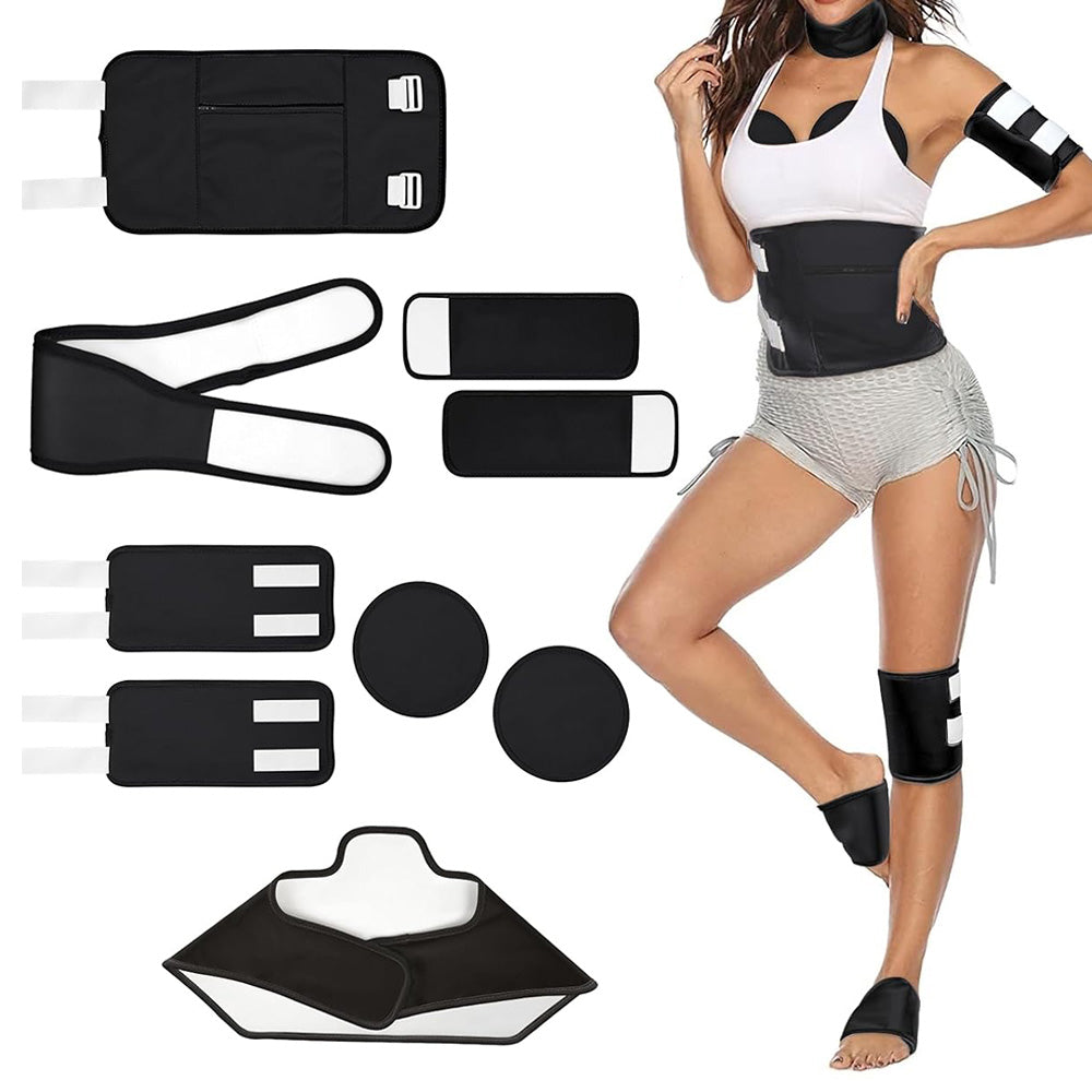 9PCS Reusable Castor Oil Pack Set ââ‚?Organic Cotton for Neck  Waist & More Black