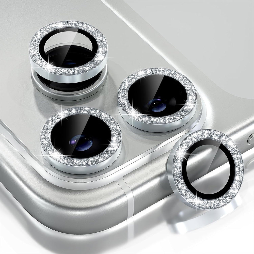 Glitter Camera Lens Protector for iPhone 18 Pro Max Alumina Glass Lens Cover Silver