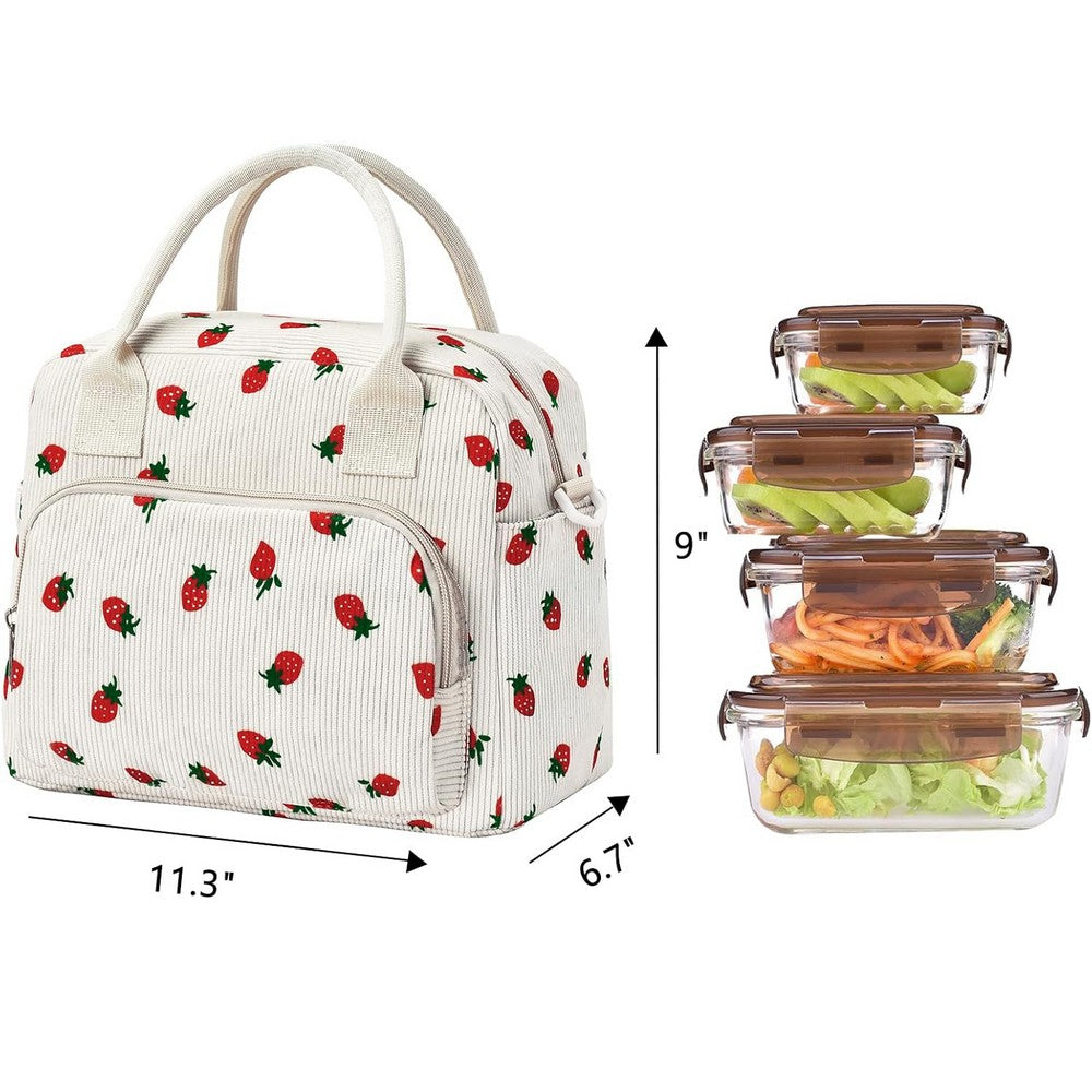 Insulated Lunch Bag for Women Tote Bags for Work Picnic-Strawberry