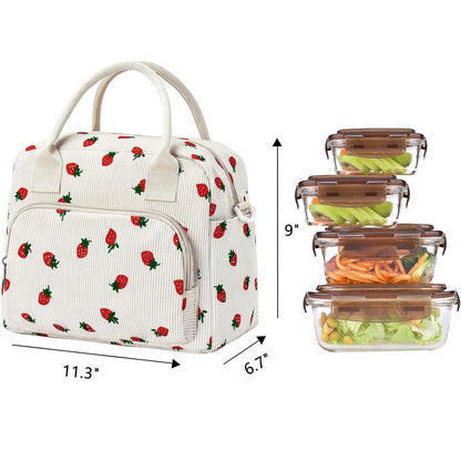 Insulated Lunch Bag for Women Tote Bags for Work Picnic-Strawberry
