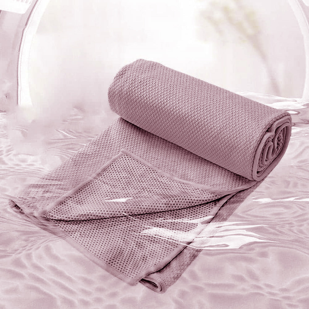 Hot Yoga Towel Microfiber Sweat Anti-Slip Yoga Mat Towels for Bikram Pilates-Pink