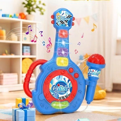 LED Light Guitar Toy with Detachable Microphone and Music - Blue