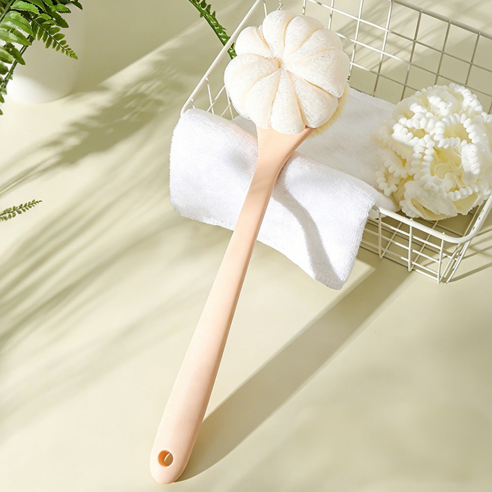2 in 1 Double Sided Shower Brush with Loofah -Pink