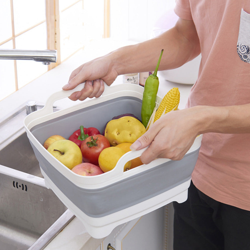 Collapsible Dish Basin with Drain Plug RV Camping Sink