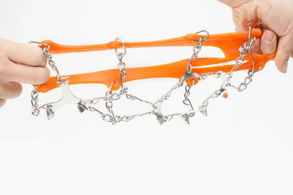 2 Piece Traction Cleats Ice Snow Grips with 10 Stainless Steel Spikes - Orange