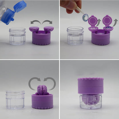 Contact Lens Case and Washer Set Travel Size Contact Lenses Cleaning Storage Tool Kit Purple