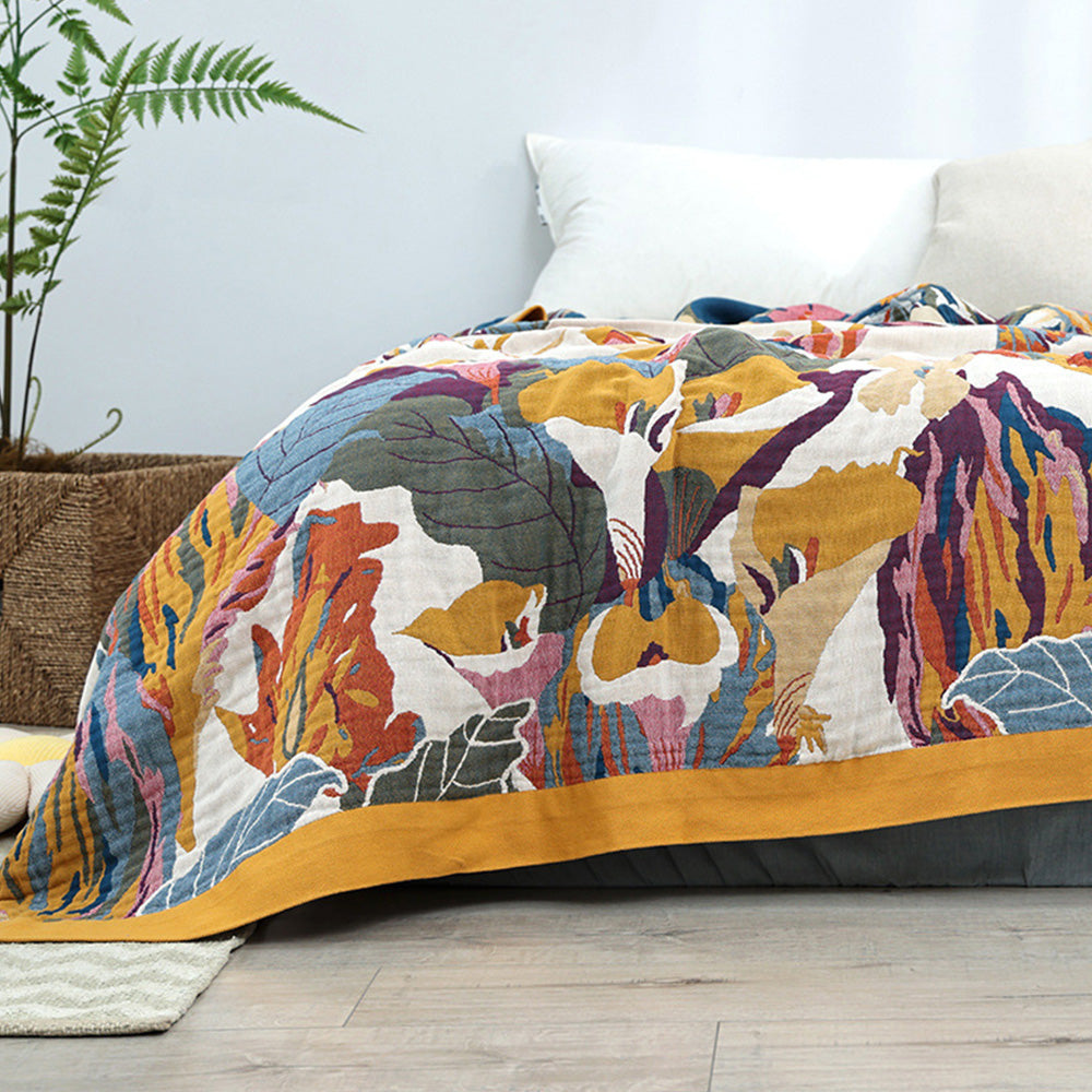 Boho Throw Blanket Soft Cotton Blanket with Double-Sided Printing and Vibrant Eclectic Patterns