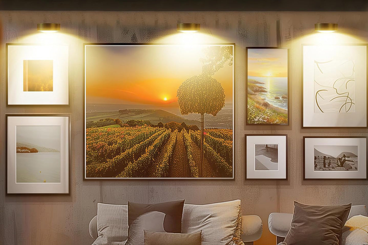 3 Piece Wireless Art Display Picture Lights - Gold