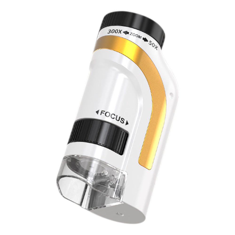 50X-300X Handheld Microscope with LED Lights Portable Pocket Zoom Gold